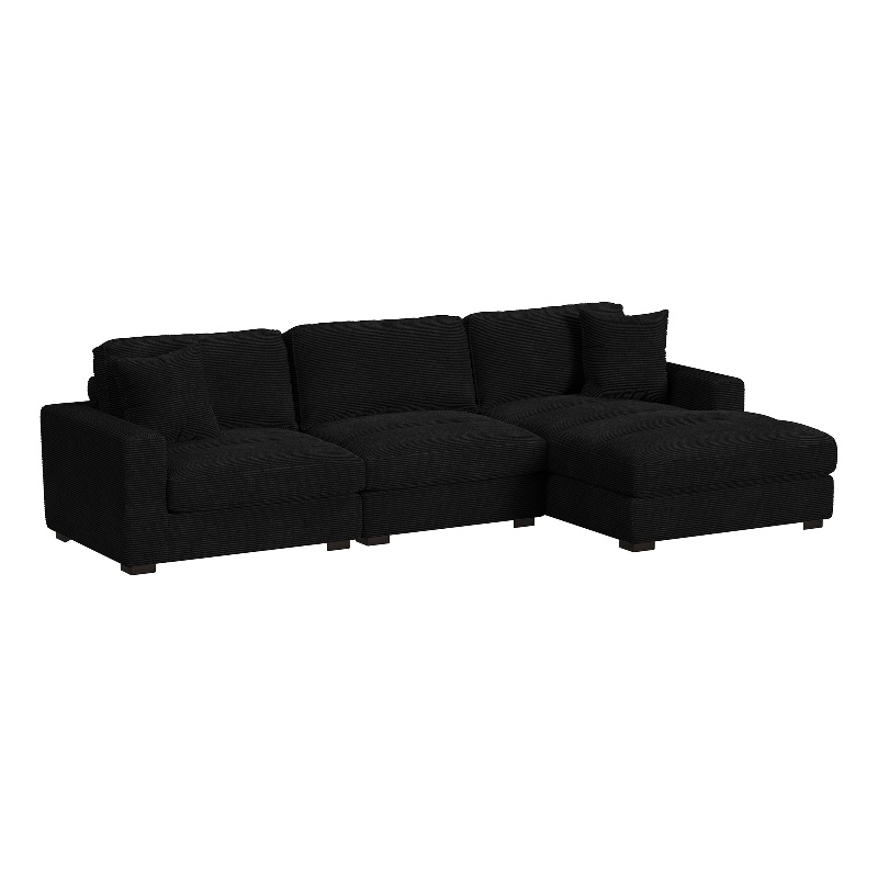 Mesa 3PC Sectional Set with RHF Chaise in Steno Black