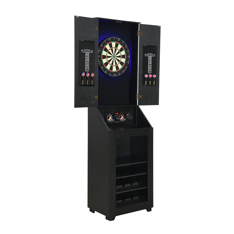 Picket House Furnishings Cyclone Dartboard Cabinet with Speaker and LED in Black