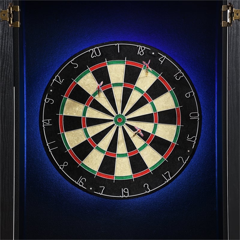 Picket House Furnishings Cyclone Dartboard Cabinet with Speaker and LED in Black