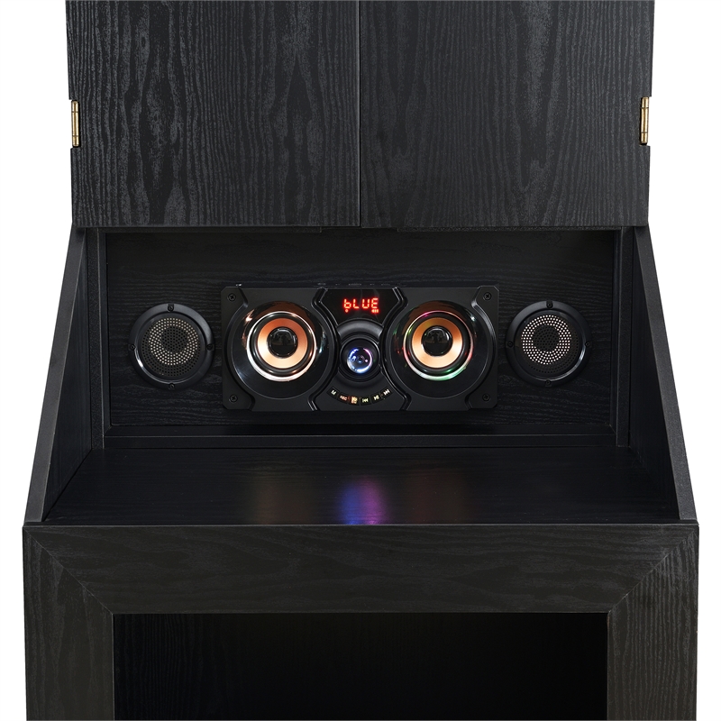 Picket House Furnishings Cyclone Dartboard Cabinet with Speaker and LED in Black