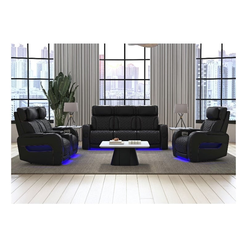 Picket House Furnishings Ascend P3 Recliner w/ wireless charger pocket in Black