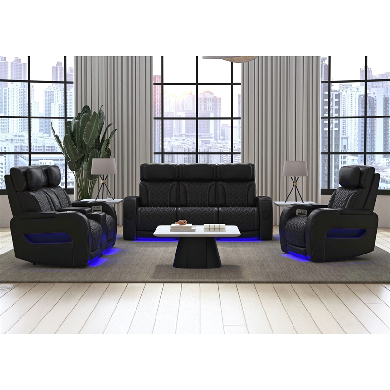 Picket House Furnishings Ascend P3 Loveseat w/  wireless charger pocket in Black