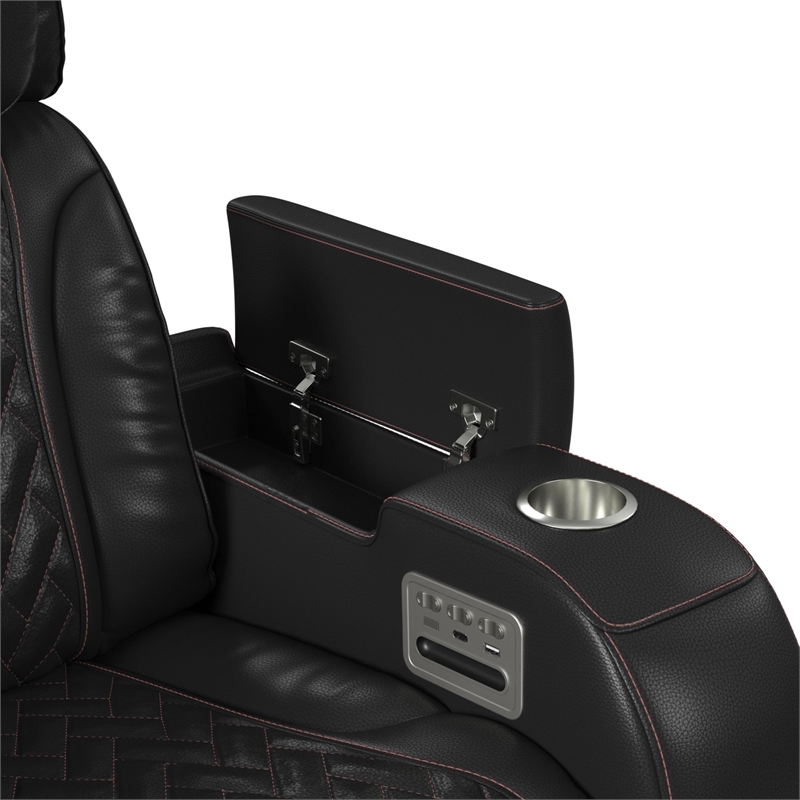 Picket House Furnishings Ascend P3 Loveseat w/  wireless charger pocket in Black