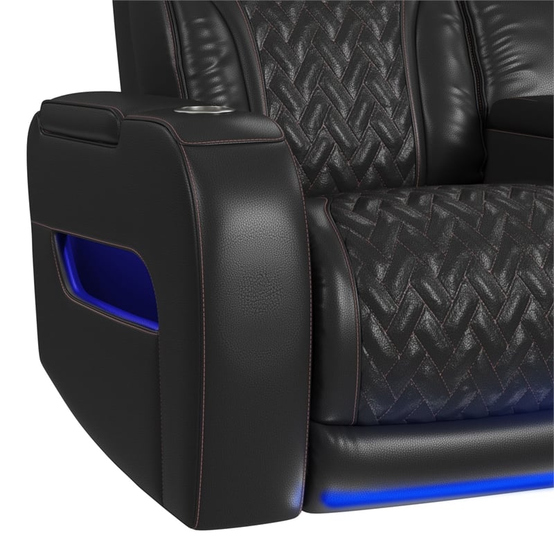 Picket House Furnishings Ascend P3 Loveseat w/  wireless charger pocket in Black