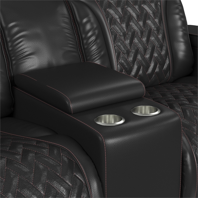 Picket House Furnishings Ascend P3 Loveseat w/  wireless charger pocket in Black