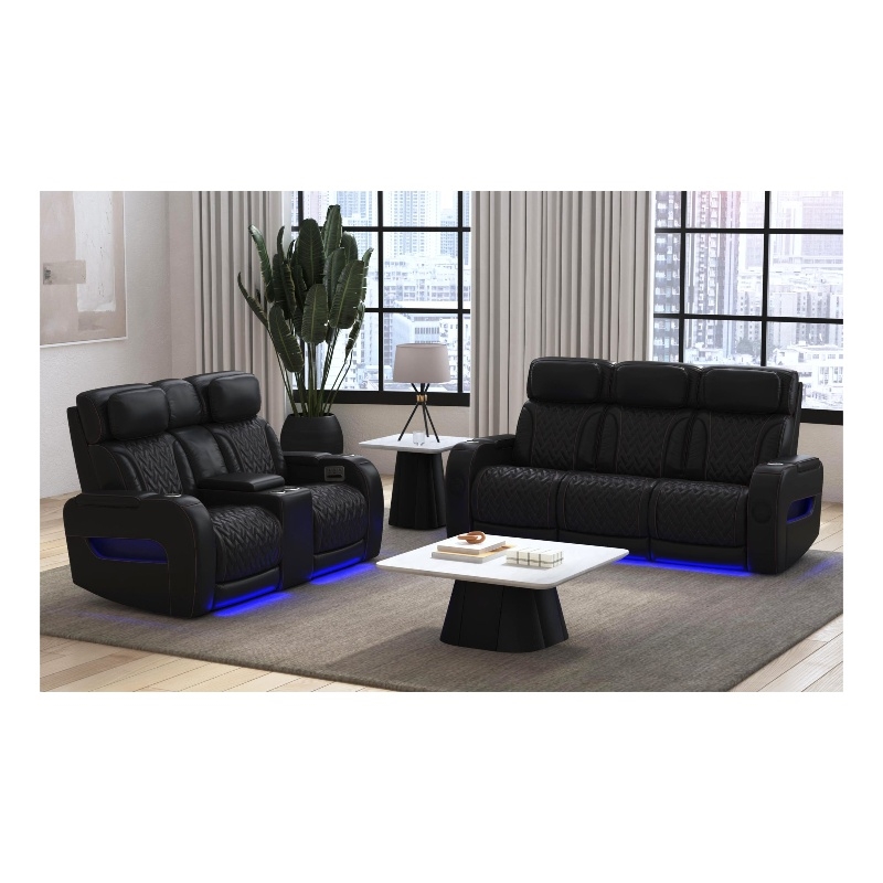 Picket House Furnishings Ascend P3 Loveseat w/  wireless charger pocket in Black