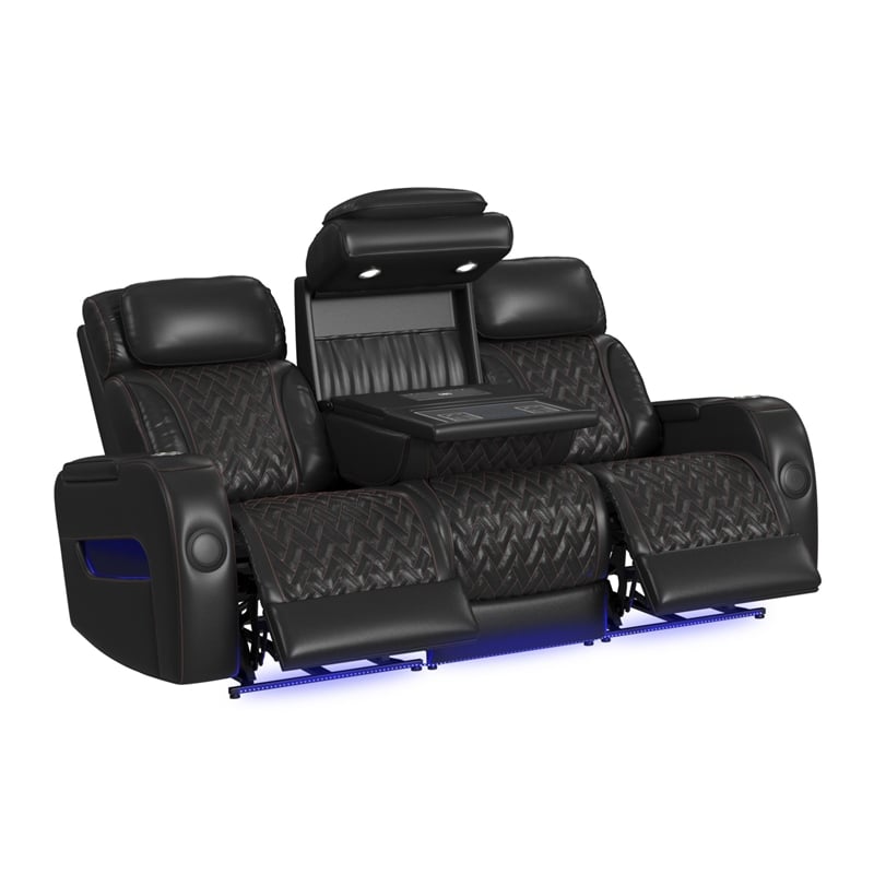 Picket House Furnishings Ascend P3 Sofa with Multi function in Jett Black/Red