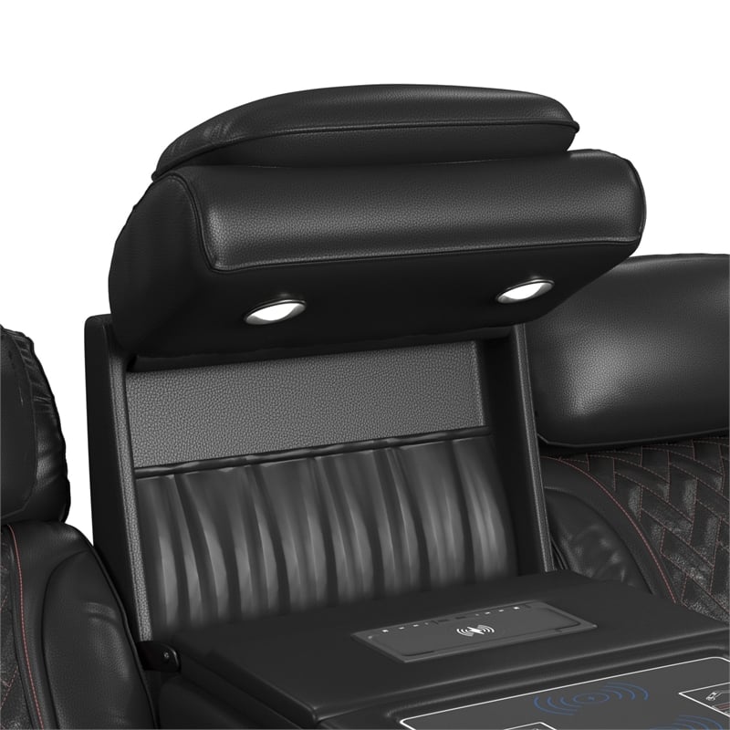 Picket House Furnishings Ascend P3 Sofa with Multi function in Jett Black/Red