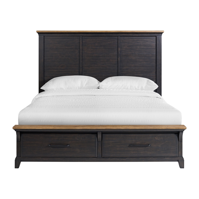 Picket House Furnishings Johnshaven  King Storage Bed in Espresso & Brown