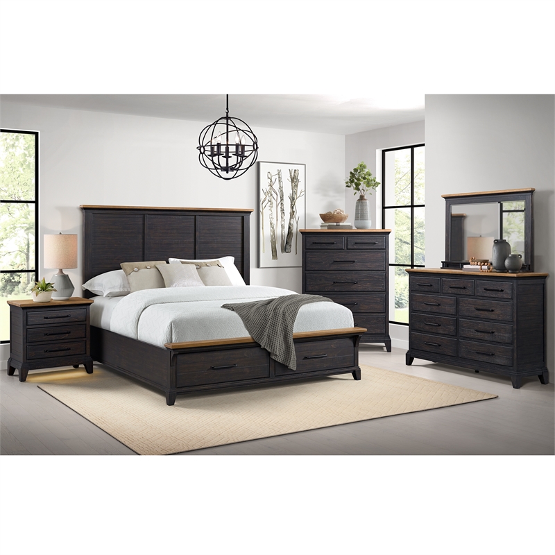 Picket House Furnishings Johnshaven Nightstand w/ Charger&Sensor Light -Espresso