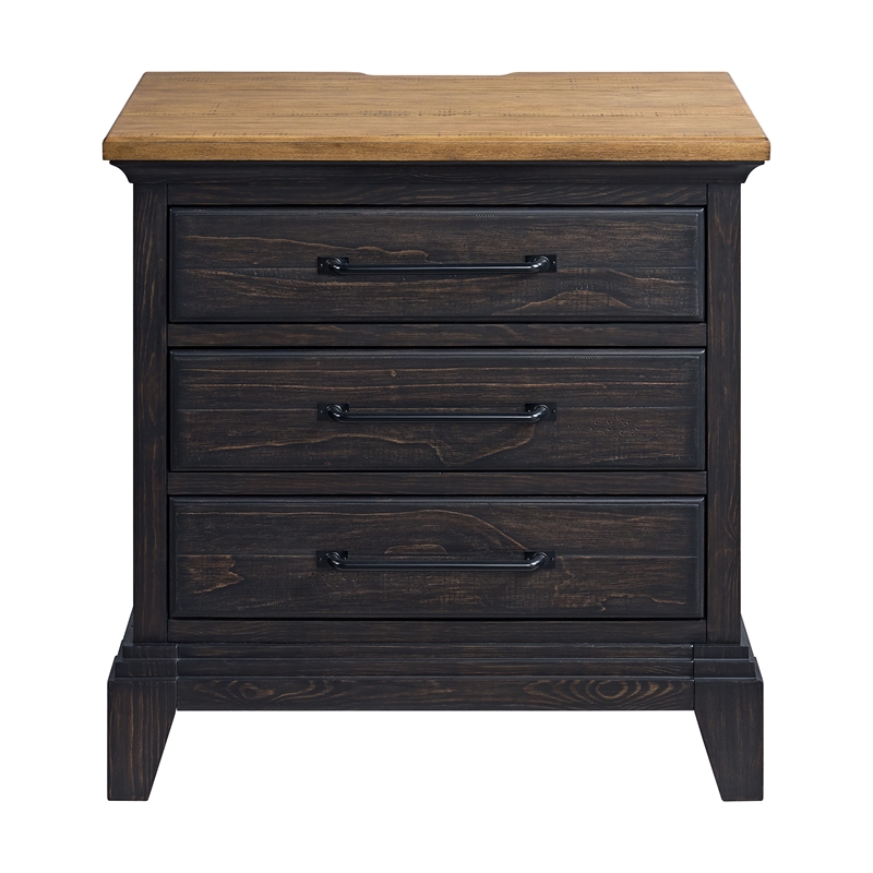 Picket House Furnishings Johnshaven Nightstand w/ Charger&Sensor Light -Espresso