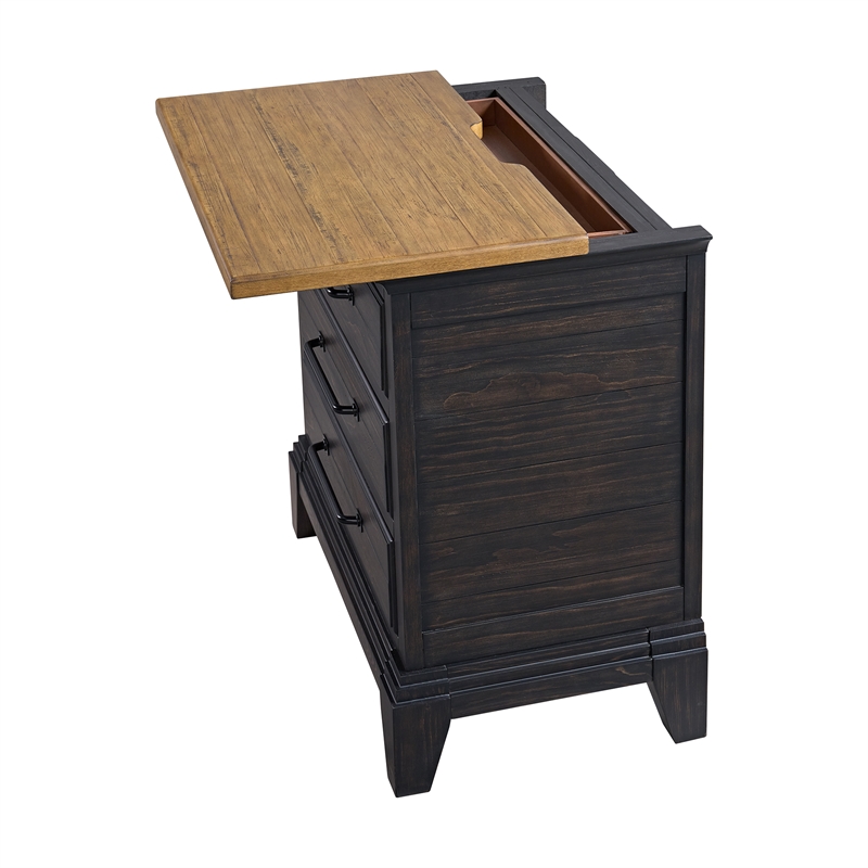 Picket House Furnishings Johnshaven Nightstand w/ Charger&Sensor Light -Espresso
