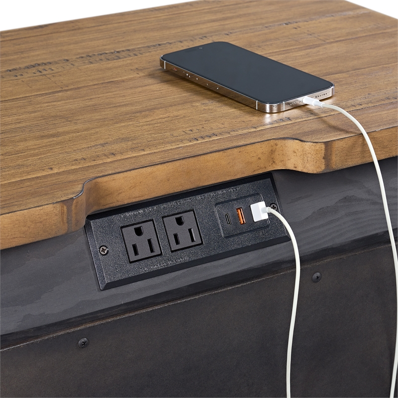 Picket House Furnishings Johnshaven Nightstand w/ Charger&Sensor Light -Espresso