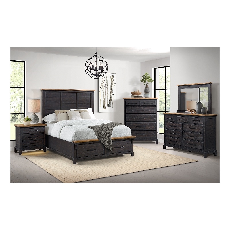 Picket House Furnishings Johnshaven  Queen Storage Bed in Espresso & Brown