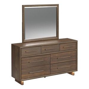 Picket House Furnishings Perth Dresser and Mirror Set with LED in Brown