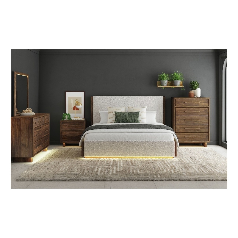 Picket House Furnishings Perth Dresser and Mirror Set with LED in Brown