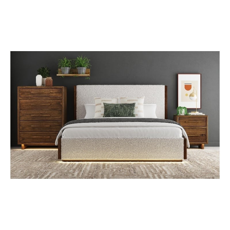 Picket House Furnishings Perth Nightstand with USBC and LED in Brown