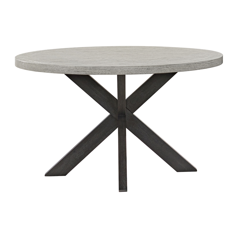 Picket House Furnishings Edge Round Dining Table with Light Grey Top in Espresso