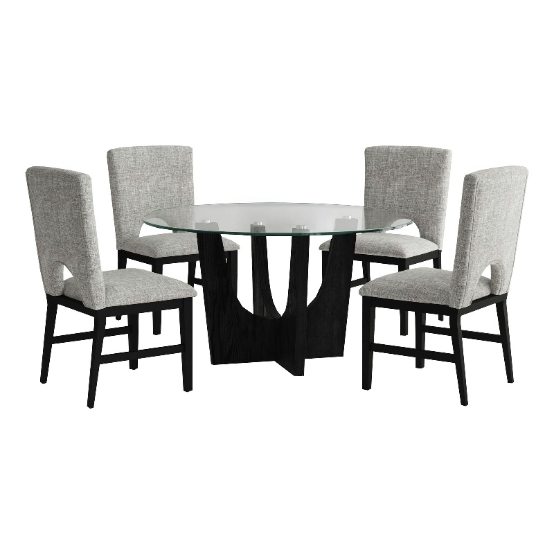 Picket House Furnishings Salem 5PC Height Round Glass Dining Set in Black