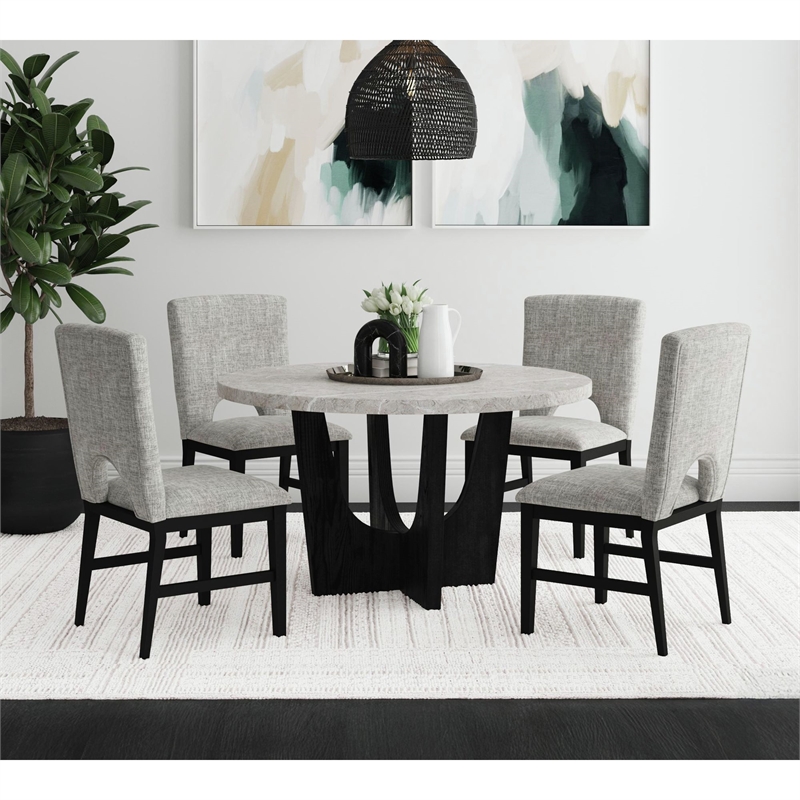 Picket House Furnishings Salem 5PC Standard Height Round Dining Set in Black