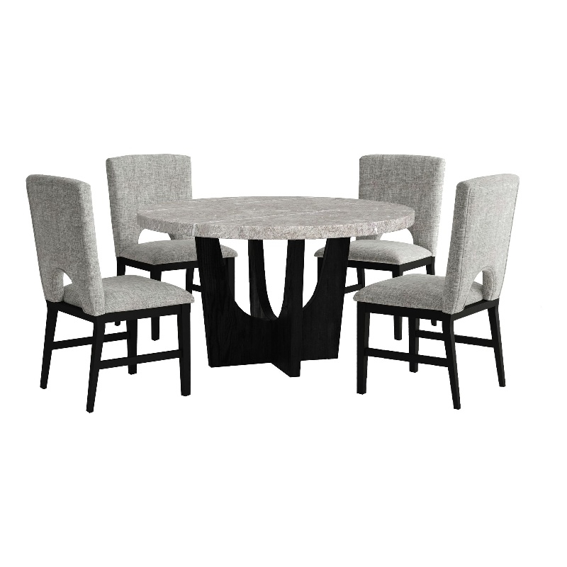 Picket House Furnishings Salem 5PC Standard Height Round Dining Set in Black