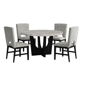 Picket House Furnishings Salem 5PC Standard Height Round Dining Set in Black