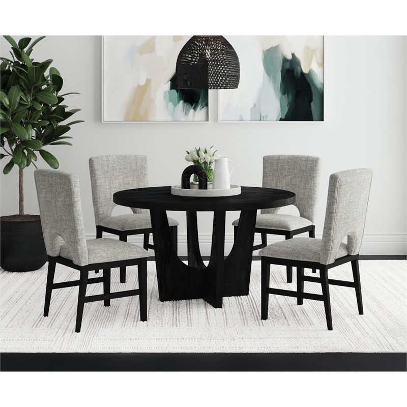 Picket House Furnishings Salem 5PC Standard Height Round Dining Set in Black