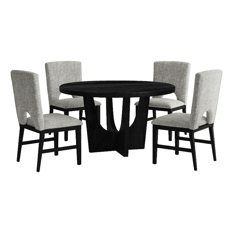 Picket House Furnishings Salem 5PC Standard Height Round Dining Set in Black