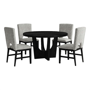 Picket House Furnishings Salem 5PC Standard Height Round Dining Set in Black