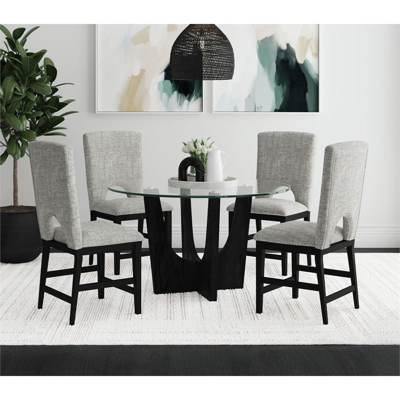 Picket House Furnishings Salem 5PC Counter Height Round Dining Set in Black