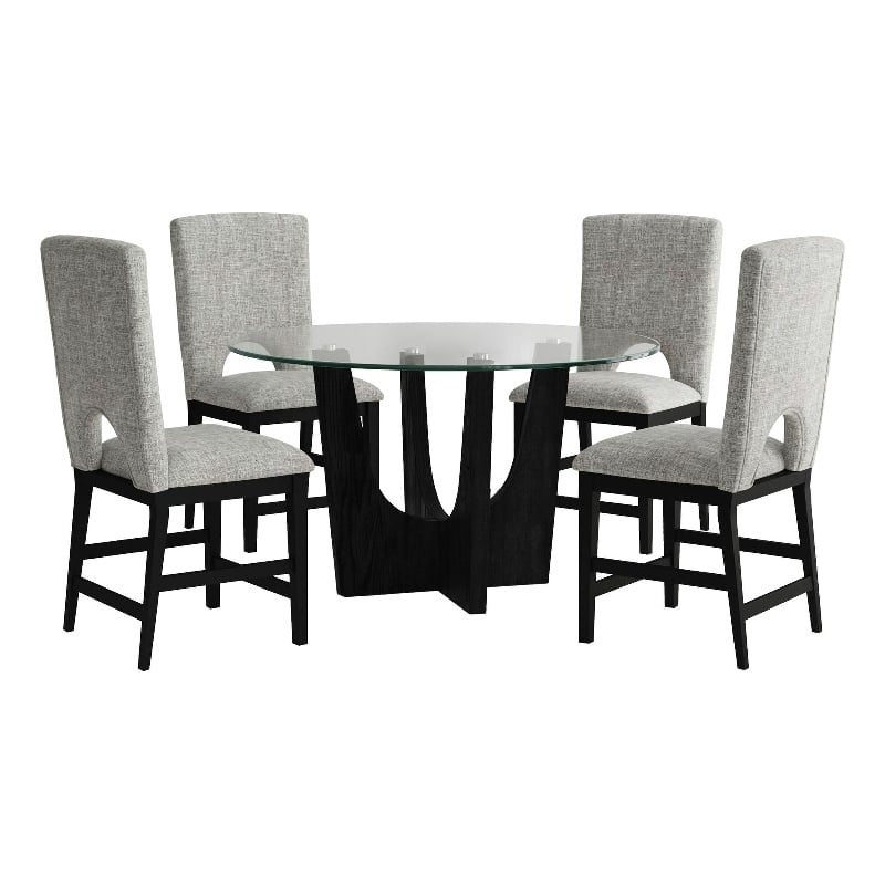 Picket House Furnishings Salem 5PC Counter Height Round Dining Set in Black
