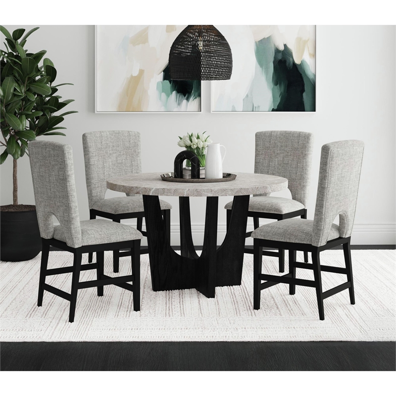Picket House Furnishings Salem 5PC Counter Height Round Dining Set in Black/Grey
