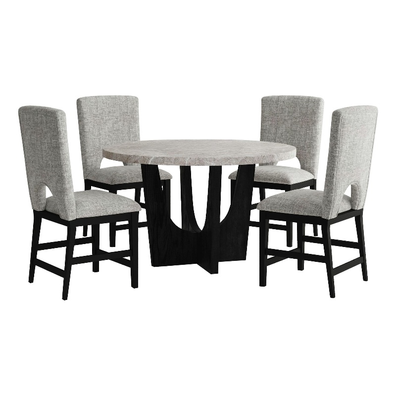Picket House Furnishings Salem 5PC Counter Height Round Dining Set in Black/Grey