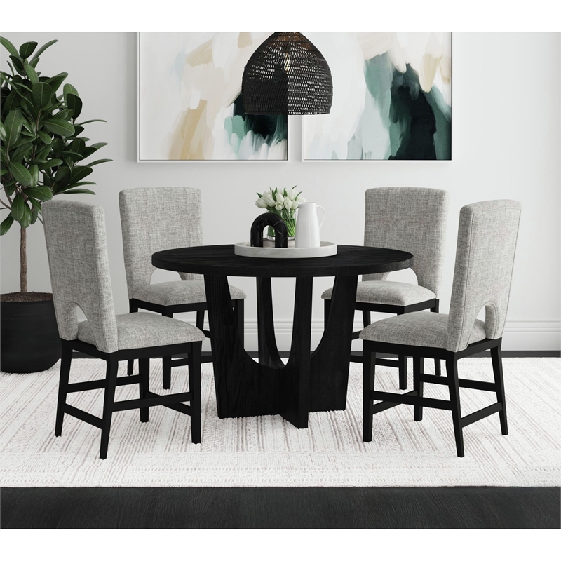 Picket House Furnishings Salem 5PC Counter Height Round Dining Set in Black