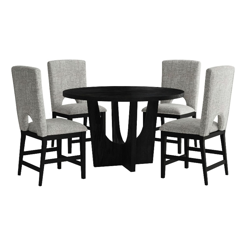 Picket House Furnishings Salem 5PC Counter Height Round Dining Set in Black