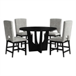 Picket House Furnishings Salem 5PC Counter Height Round Dining Set in Black