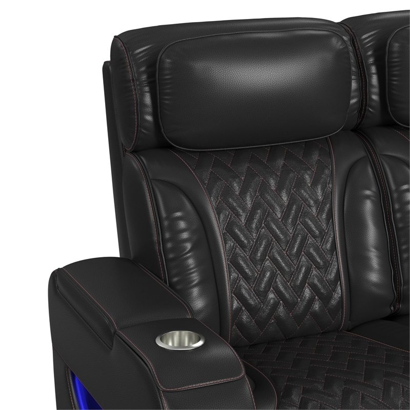 Picket House Furnishings Ascend P3 3PC Living Room Sofa Set in Jett Black/Red