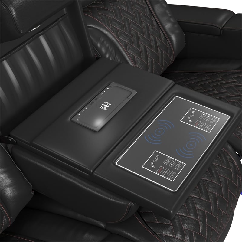 Picket House Furnishings Ascend P3 3PC Living Room Sofa Set in Jett Black/Red