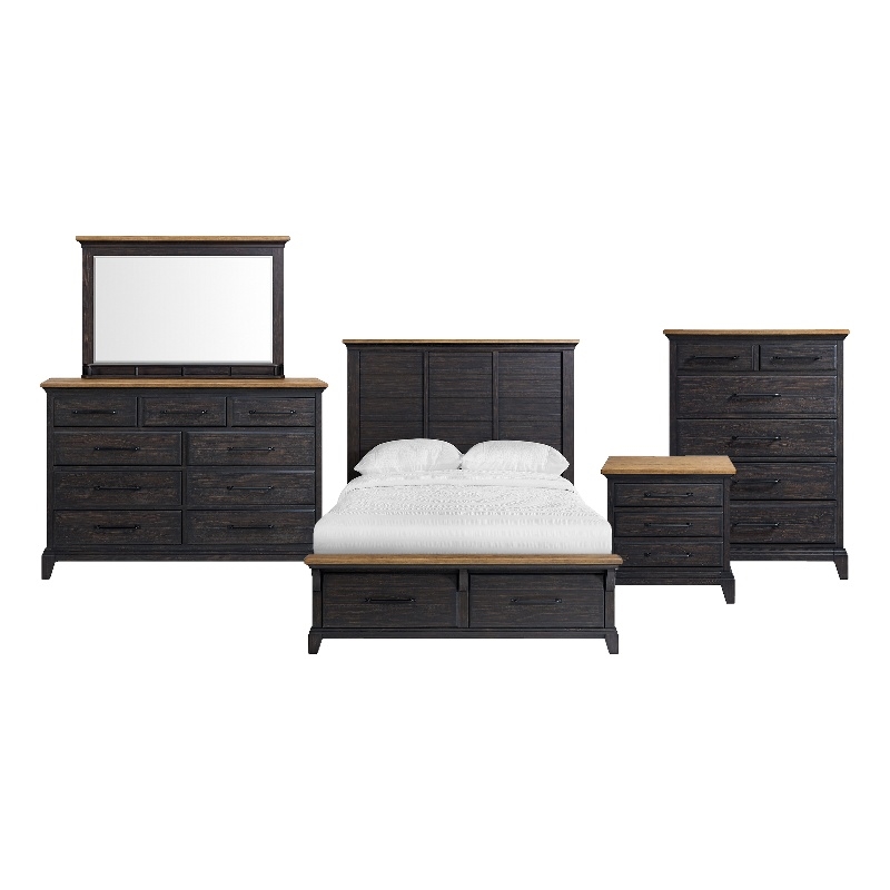 Picket House Furnishings Johnshaven Queen Storage 5PC Bedroom Set in Espresso