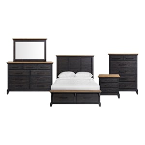 Picket House Furnishings Johnshaven Queen Storage 5PC Bedroom Set in Espresso