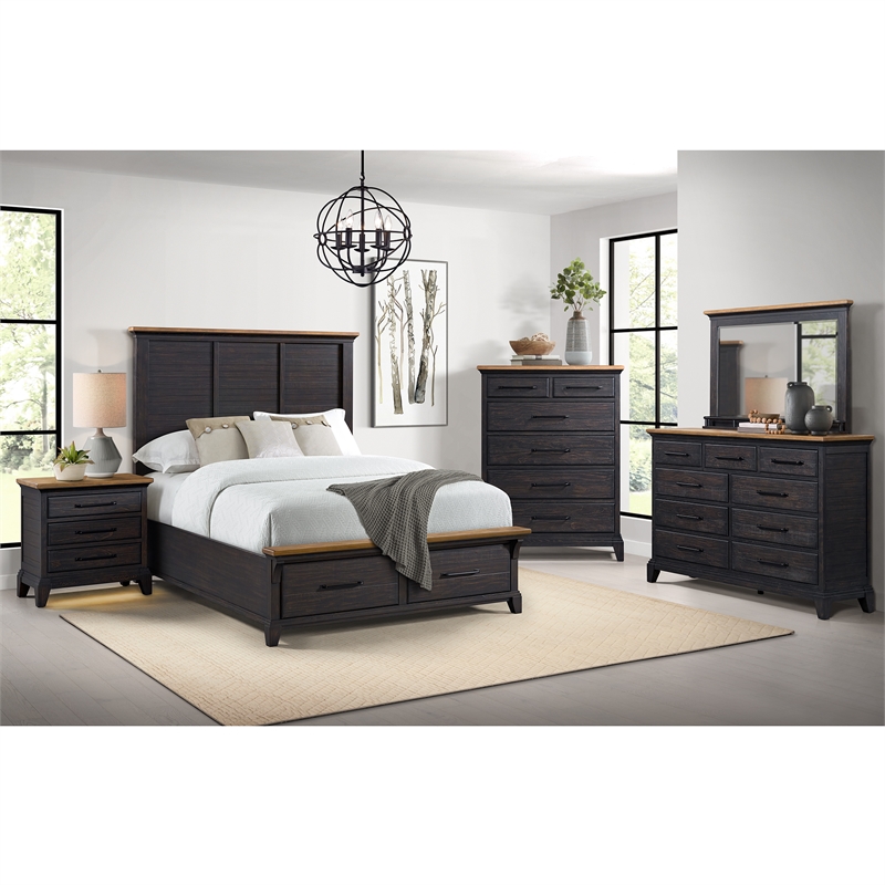 Picket House Furnishings Johnshaven Queen Storage 3PC Bedroom Set in Espresso