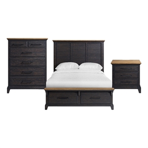 Picket House Furnishings Johnshaven Queen Storage 3PC Bedroom Set in Espresso