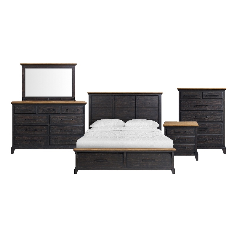Picket House Furnishings Johnshaven King Storage 5PC Bedroom Set in Espresso