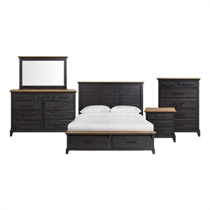 Picket House Furnishings Johnshaven King Storage 5PC Bedroom Set in Espresso