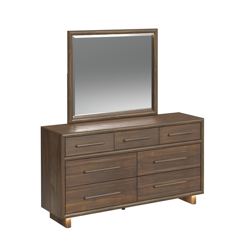 Picket House Furnishings Perth Queen 5PC Bedroom Set w/ Boucle Beige/LED Brown