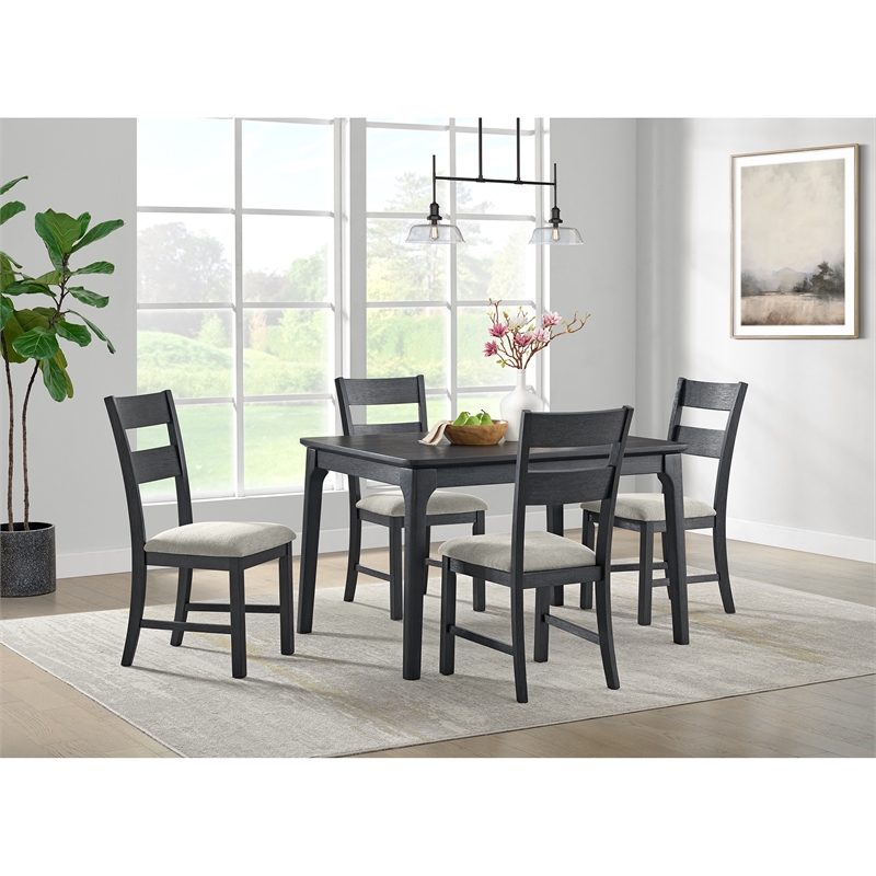 Picket House Furnishings Mendoza 5PC Dining Set with Table and 4 Chairs in Black