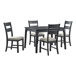 Picket House Furnishings Mendoza 5PC Dining Set with Table and 4 Chairs in Black