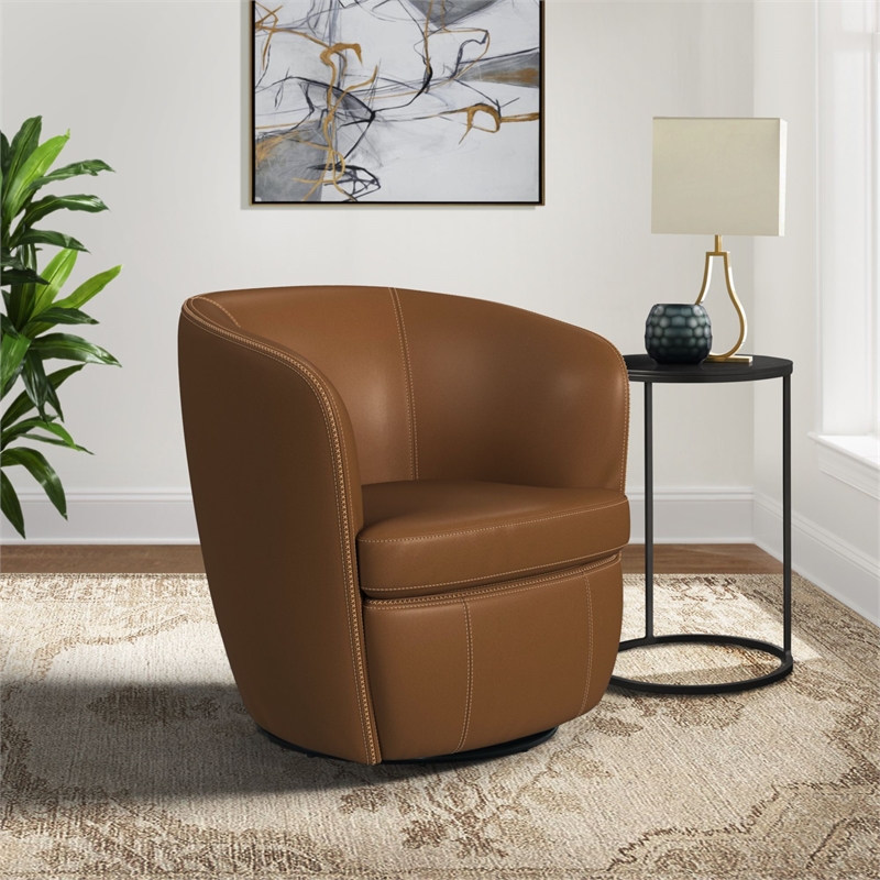 Picket House Furnishings Zenith Swivel Chair in Pebble Tan