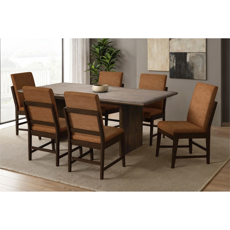 Picket House Furnishings Perth 7PC Standard Height Dining Set in Brown