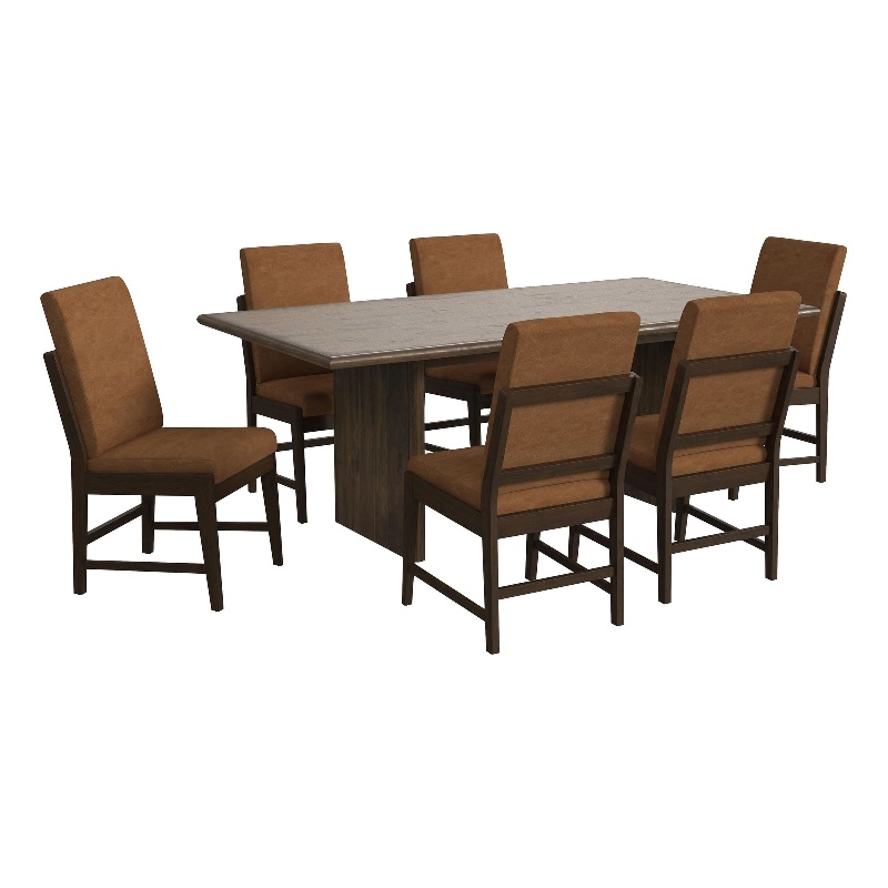 Picket House Furnishings Perth 7PC Standard Height Dining Set in Brown